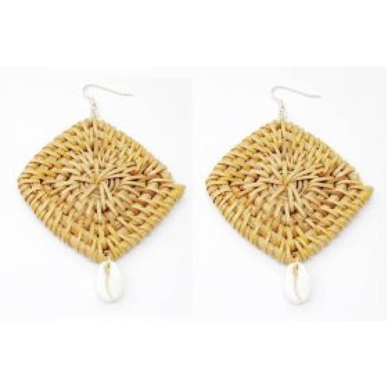 Kostibas 3018-822K, Σκουλαρίκια, Ψάθα, Καφέ