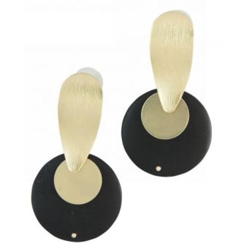 Kostibas 3018-832XM, Σκουλαρίκια, Ξύλο, Χρυσό/Μαύρο