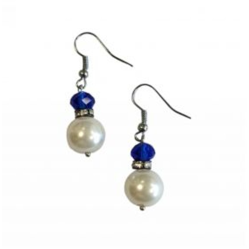 Kostibas 3022-301AB, Σκουλαρίκια, Πέρλα, Ασημί/Μπλε
