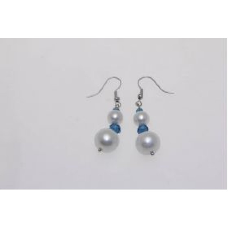 Kostibas 3022-302A, Σκουλαρίκια, Πέρλα, Ασημί/Γαλάζιο