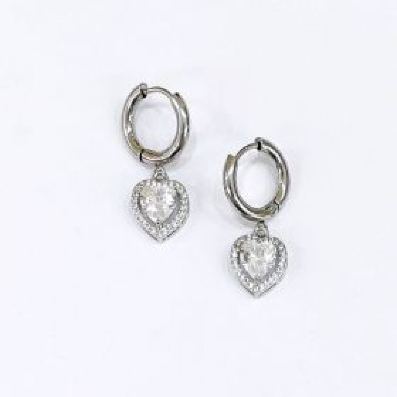 Kostibas 3113-793AL, Σκουλαρίκια Κρίκοι, Ατσάλι, Ασημί/Λευκό