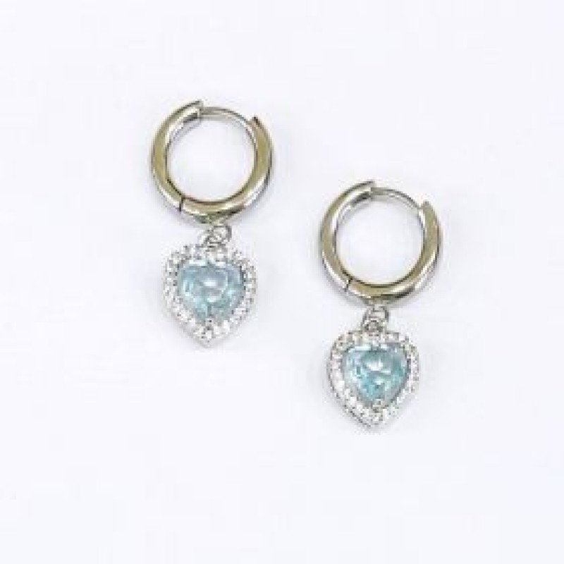 Kostibas 3113-793AT, Σκουλαρίκια Κρίκοι, Ατσάλι, Ασημί/Τιρκουάζ