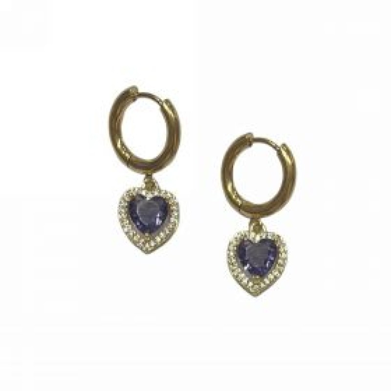 Kostibas 3113-793XJ, Σκουλαρίκια Κρίκοι, Ατσάλι, Χρυσό/Μωβ