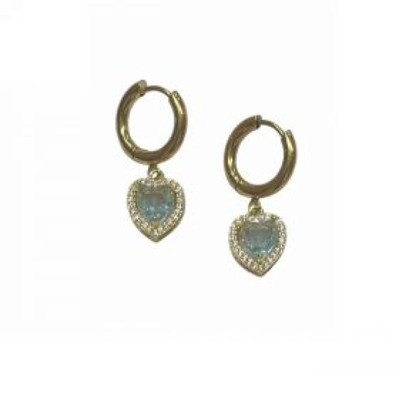 Kostibas 3113-793XT, Σκουλαρίκια Κρίκοι, Ατσάλι, Χρυσό/Τιρκουάζ