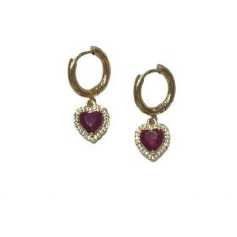 Kostibas 3113-793XU, Σκουλαρίκια Κρίκοι, Ατσάλι, Χρυσό/Κόκκινο