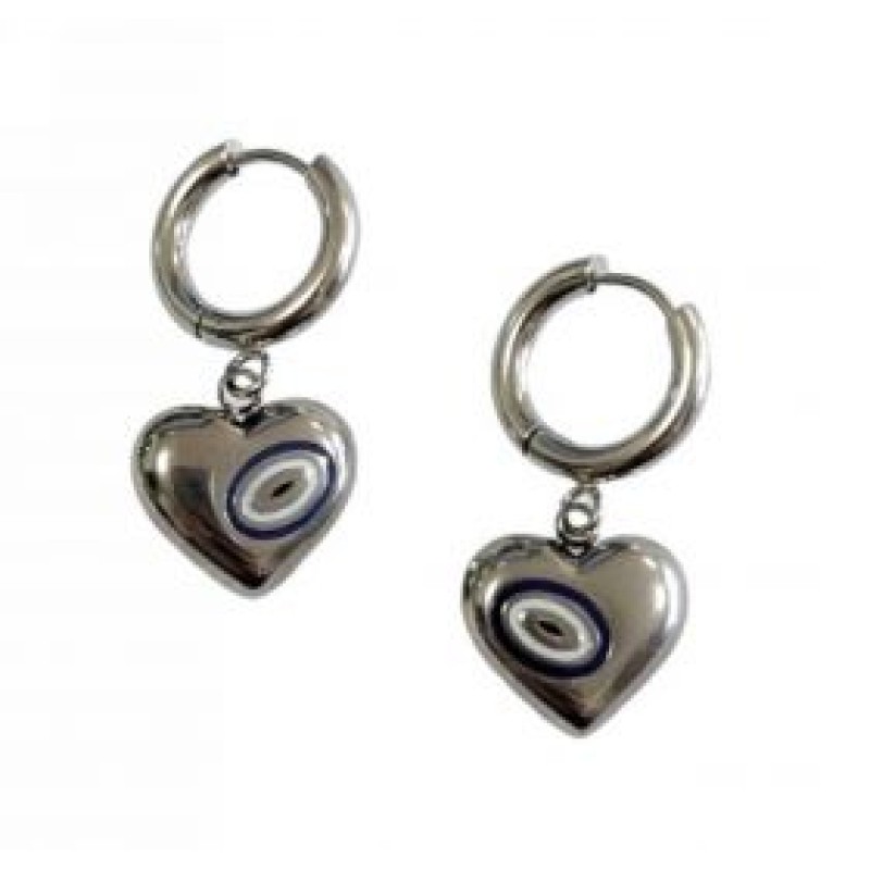 Kostibas 3113-794AB, Σκουλαρίκια Κρίκοι, Ατσάλι, Ασημί/Μπλε