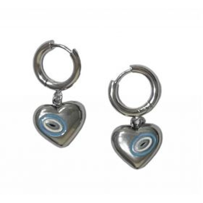 Kostibas 3113-794AT, Σκουλαρίκια Κρίκοι, Ατσάλι, Ασημί/Τιρκουάζ