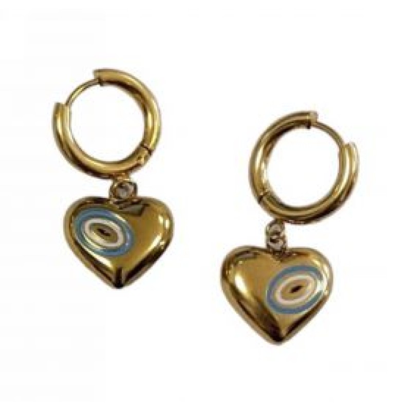 Kostibas 3113-794XT, Σκουλαρίκια Κρίκοι, Ατσάλι, Χρυσό/Τιρκουάζ