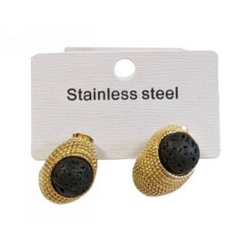 Kostibas 3113-943XA, Σκουλαρίκια Κρίκοι, Ατσάλι, Χρυσό/Μαύρο