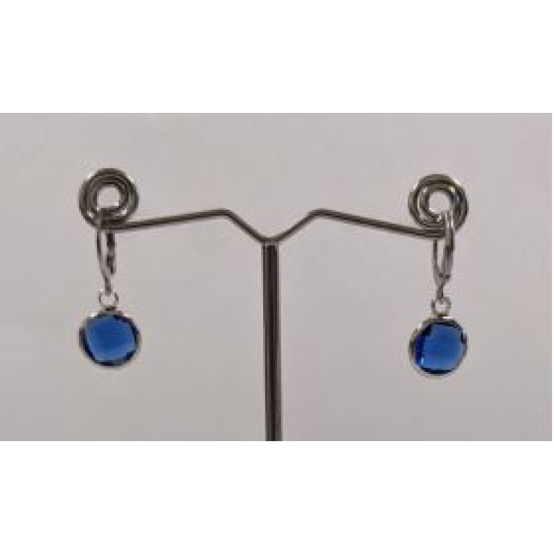 Kostibas 3113-716AB, Σκουλαρίκια Κρίκοι, Ατσάλι, Ασημί/Μπλε