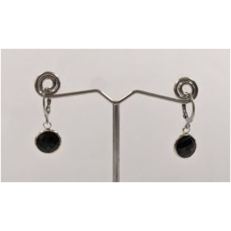 Kostibas 3113-716AM, Σκουλαρίκια Κρίκοι, Ατσάλι, Ασημί/Μαύρο