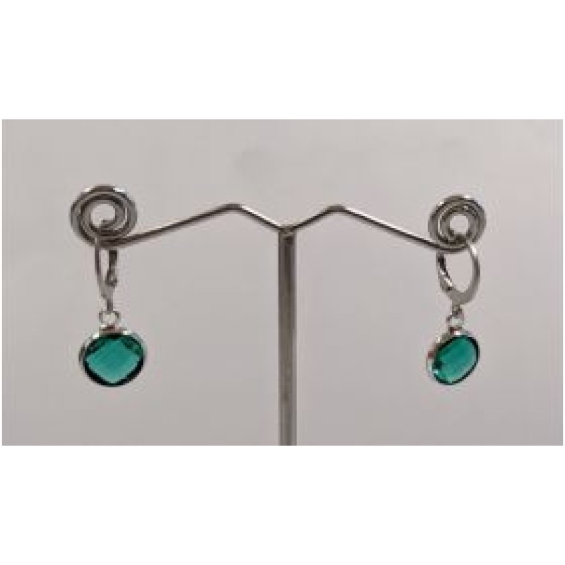 Kostibas 3113-716AP, Σκουλαρίκια Κρίκοι, Ατσάλι, Ασημί/Πράσινο