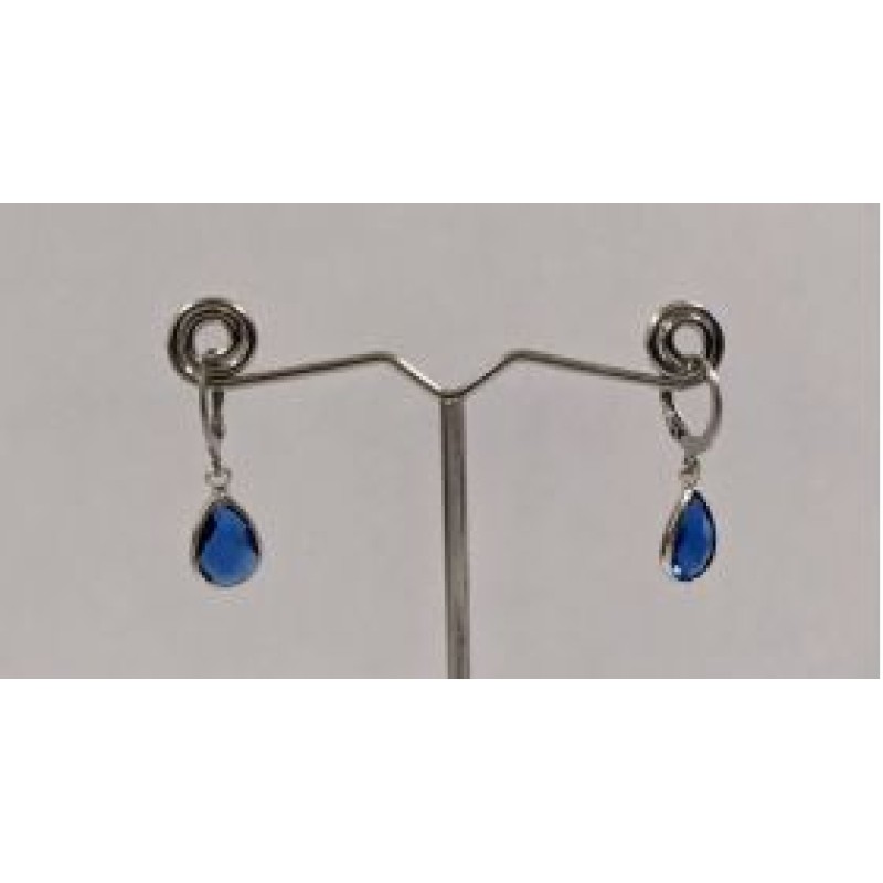 Kostibas 3113-717AB, Σκουλαρίκια Κρίκοι, Ατσάλι, Ασημί/Μπλε