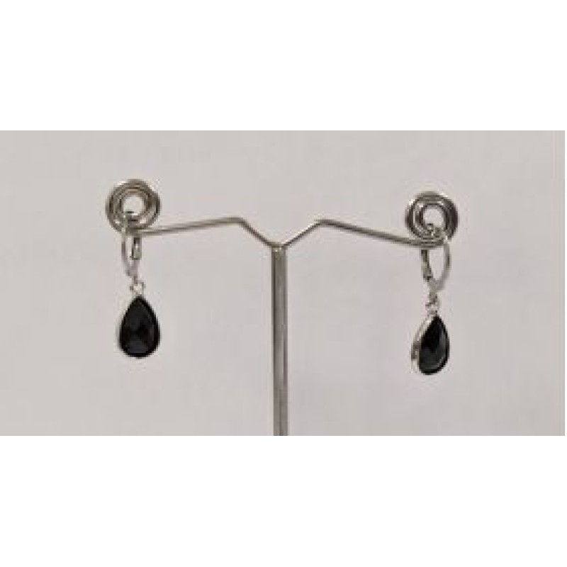 Kostibas 3113-717AM, Σκουλαρίκια Κρίκοι, Ατσάλι, Ασημί/Μαύρο