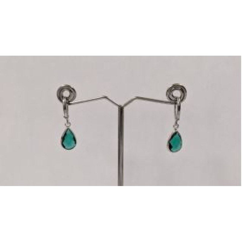 Kostibas 3113-717AP, Σκουλαρίκια Κρίκοι, Ατσάλι, Ασημί/Πράσινο