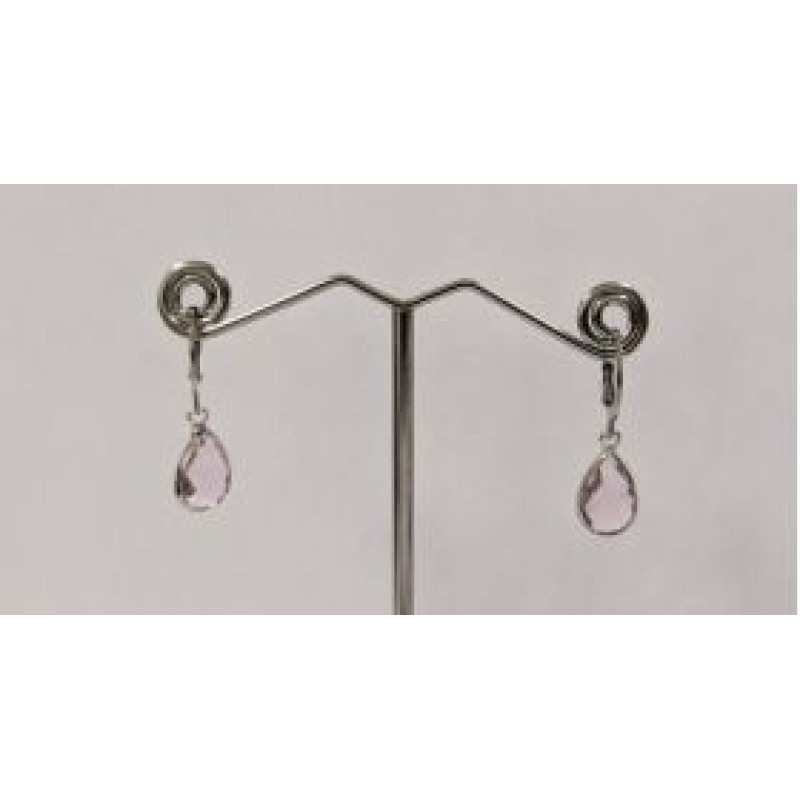 Kostibas 3113-717AR, Σκουλαρίκια Κρίκοι, Ατσάλι, Ασημί/Ροζ