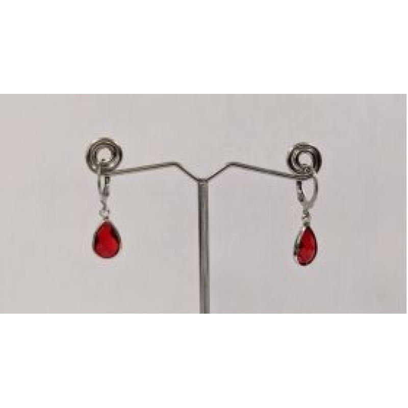 Kostibas 3113-717AU, Σκουλαρίκια Κρίκοι, Ατσάλι, Ασημί/Κόκκινο