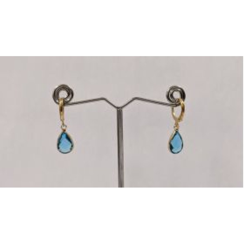 Kostibas 3113-717XN, Σκουλαρίκια Κρίκοι, Ατσάλι, Χρυσό/Γαλάζιο