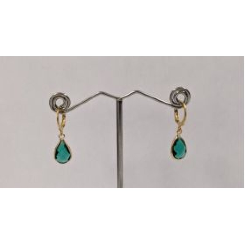 Kostibas 3113-717XP, Σκουλαρίκια Κρίκοι, Ατσάλι, Χρυσό/Πράσινο