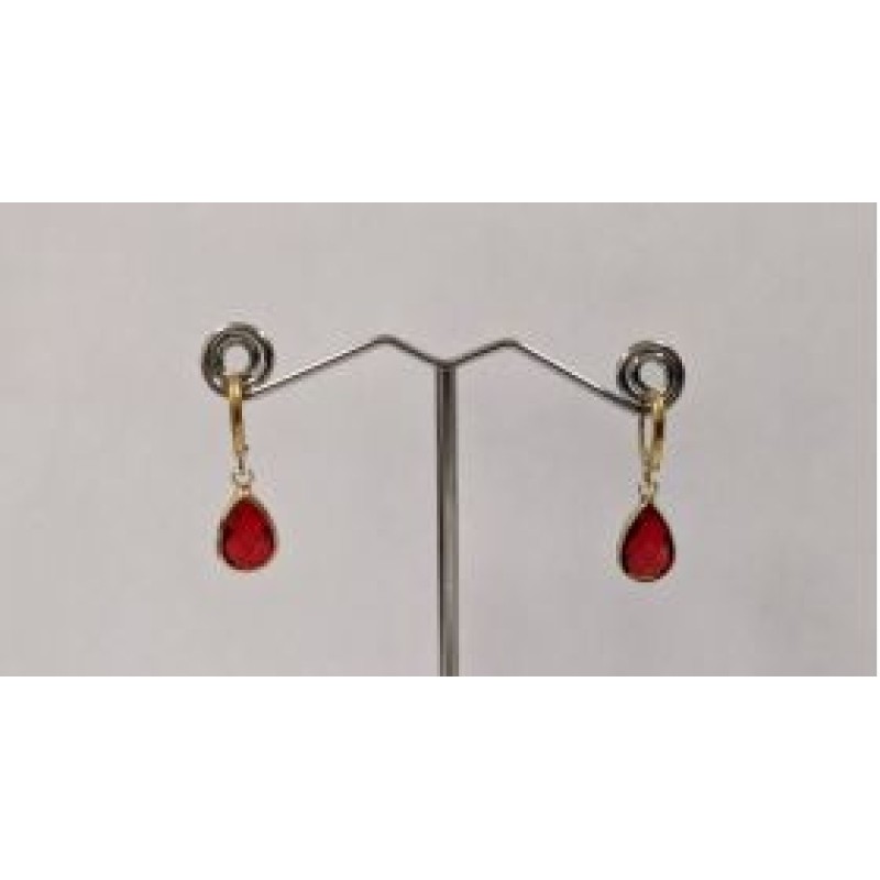 Kostibas 3113-717XU, Σκουλαρίκια Κρίκοι, Ατσάλι, Χρυσό/Κόκκινο