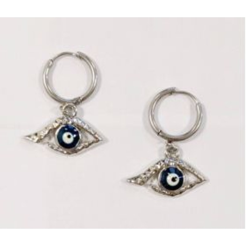 Kostibas 3113-726AB, Σκουλαρίκια Κρίκοι, Ατσάλι, Ασημί/Μπλε