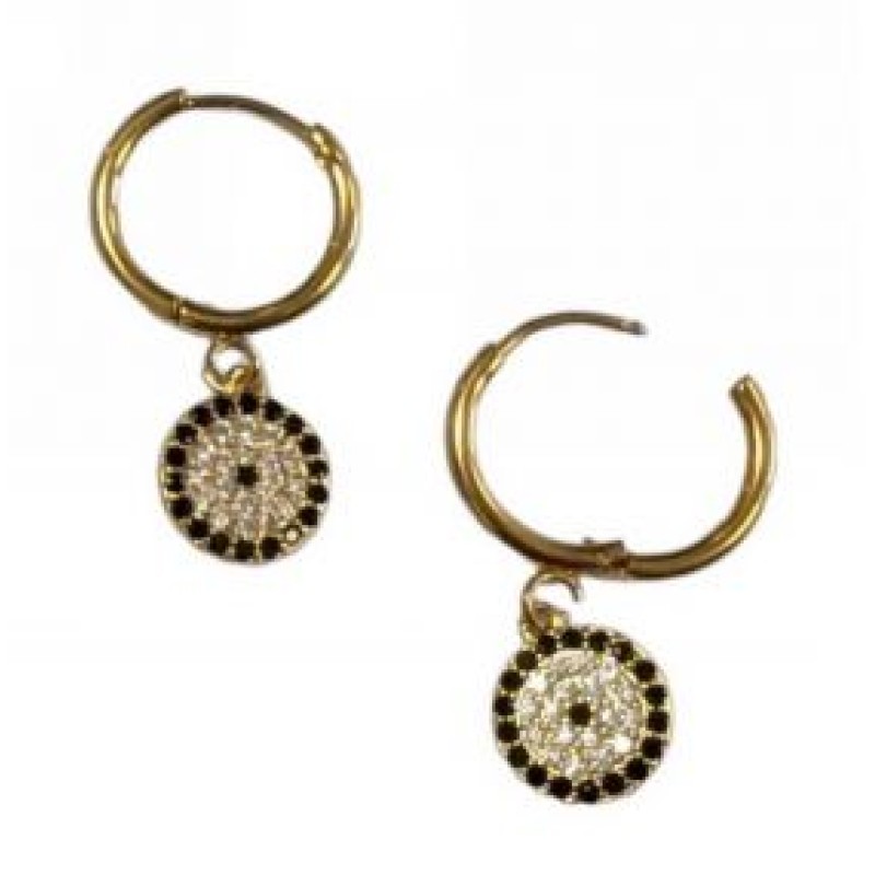 Kostibas 3113-737XM, Σκουλαρίκια Κρίκοι, Ατσάλι, Χρυσό/Μαύρο