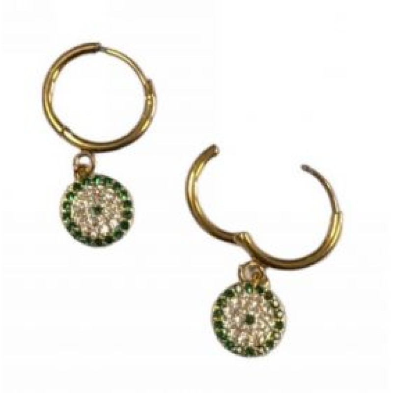 Kostibas 3113-737XP, Σκουλαρίκια Κρίκοι, Ατσάλι, Χρυσό/Πράσινο