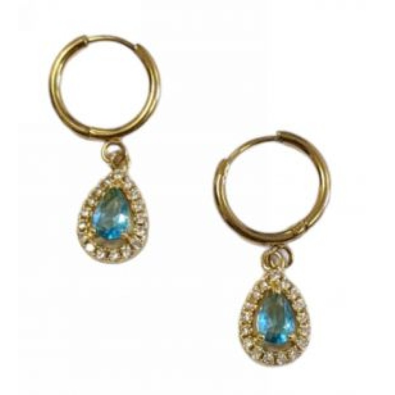 Kostibas 3113-771XC, Σκουλαρίκια Κρίκοι, Ατσάλι, Χρυσό/Γαλάζιο