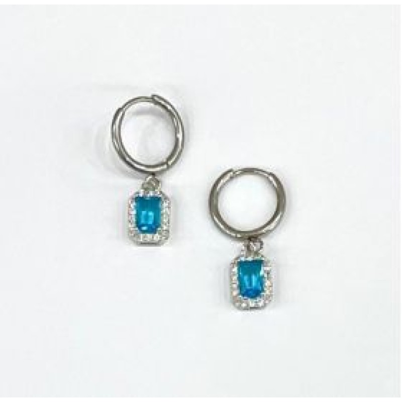 Kostibas 3113-772AC, Σκουλαρίκια Κρίκοι, Ατσάλι, Ασημί/Γαλάζιο