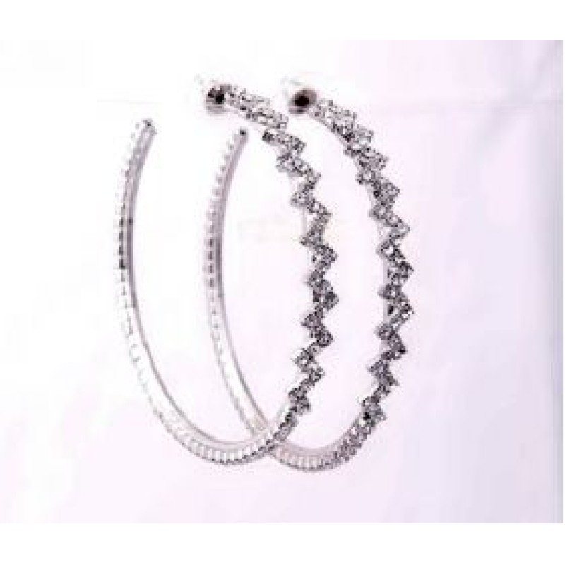 Kostibas 3121-011L, Σκουλαρίκια Κρίκοι, Στρας, Ασημί