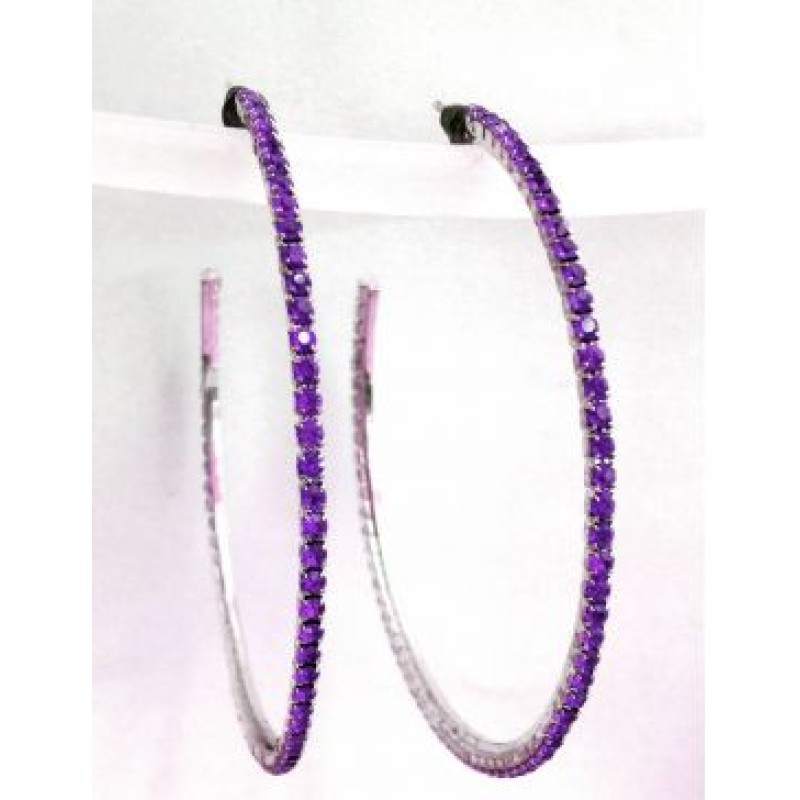 Kostibas 3121-014LJ, Σκουλαρίκια Κρίκοι, Στρας, Μωβ