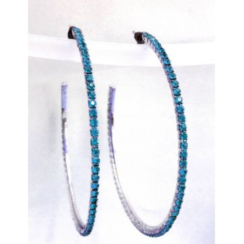 Kostibas 3121-014LT, Σκουλαρίκια Κρίκοι, Στρας, Τιρκουάζ