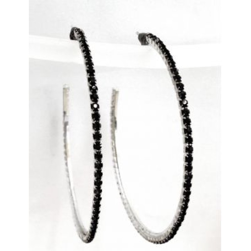 Kostibas 3121-014XM, Σκουλαρίκια Κρίκοι, Στρας, Μαύρο