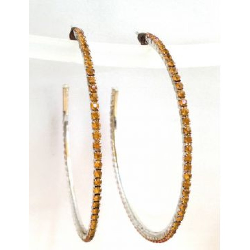 Kostibas 3121-014YH, Σκουλαρίκια Κρίκοι, Στρας, Μελί