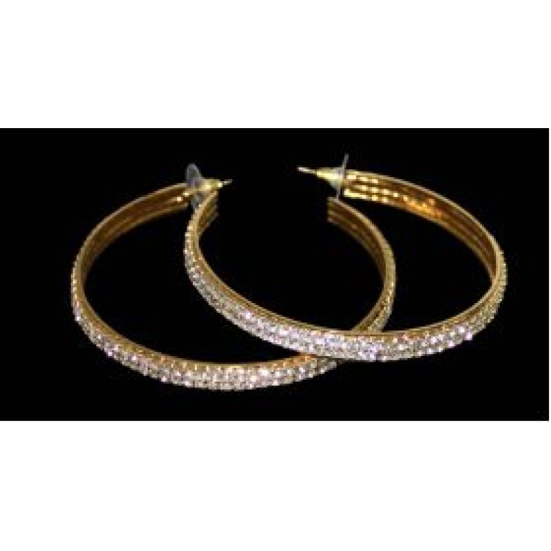 Kostibas 3121-020LX, Σκουλαρίκια Κρίκοι, Στρας, Χρυσό