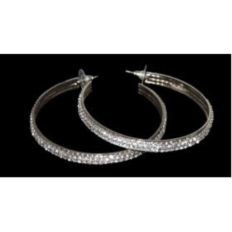 Kostibas 3121-020MA Σκουλαρίκια Κρίκοι, Στρας, Ασημί