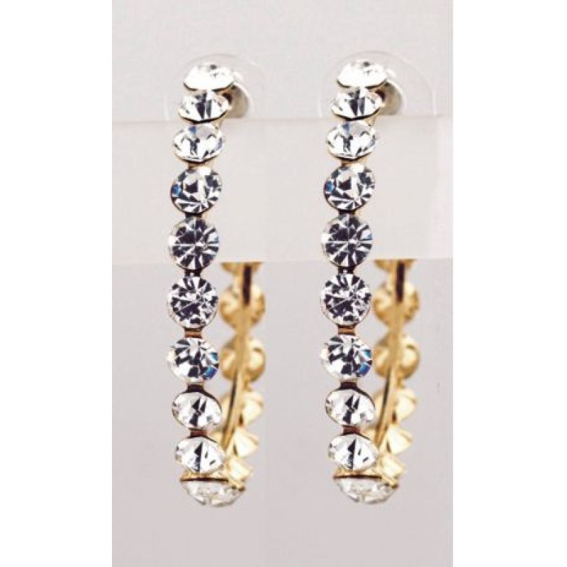 Kostibas 3121-024SX, Σκουλαρίκια Κρίκοι, Στρας, Χρυσό