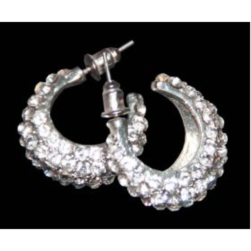 Kostibas 3121-200A, Σκουλαρίκια Κρίκοι, Στρας, Ασημί