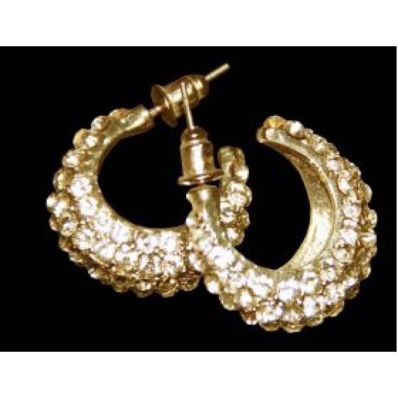 Kostibas 3121-200X, Σκουλαρίκια Κρίκοι, Στρας, Χρυσό