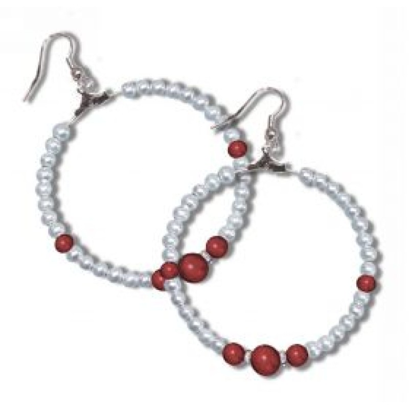 Kostibas 3122-305L, Σκουλαρίκια Κρίκοι, Πέτρα, Λευκό