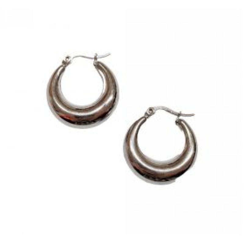 Kostibas 3113-690AE, Σκουλαρίκια Κρίκοι, Ατσάλι, Ασημί