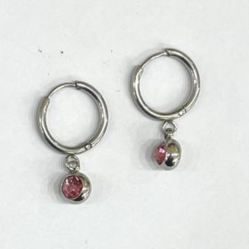 Kostibas 3113-714AF, Σκουλαρίκια Κρίκοι, Ατσάλι, Ασημί/Φούξια