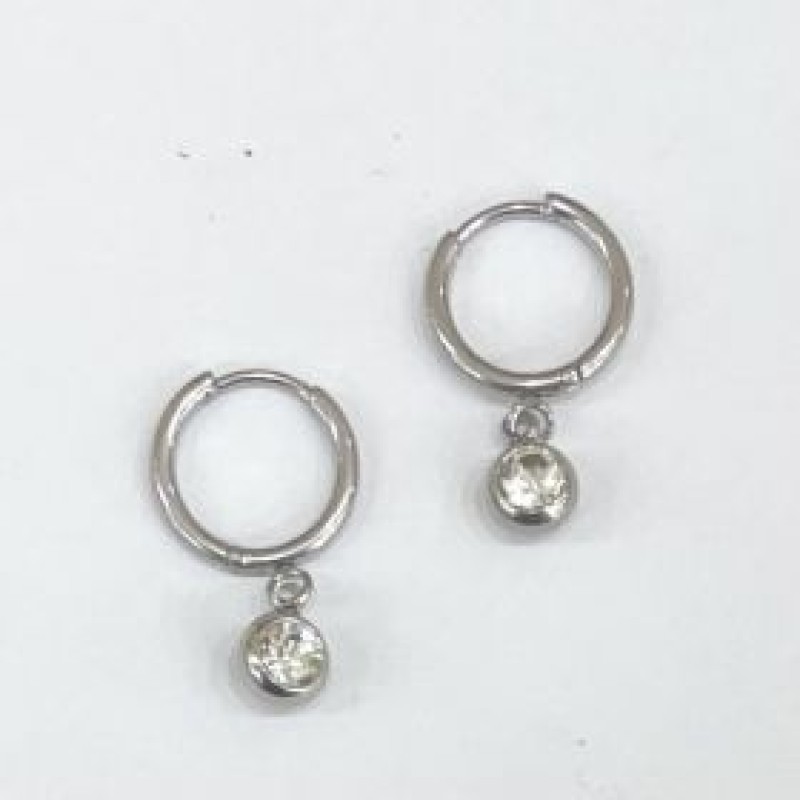 Kostibas 3113-714AL, Σκουλαρίκια Κρίκοι, Ατσάλι, Ασημί/Λευκό