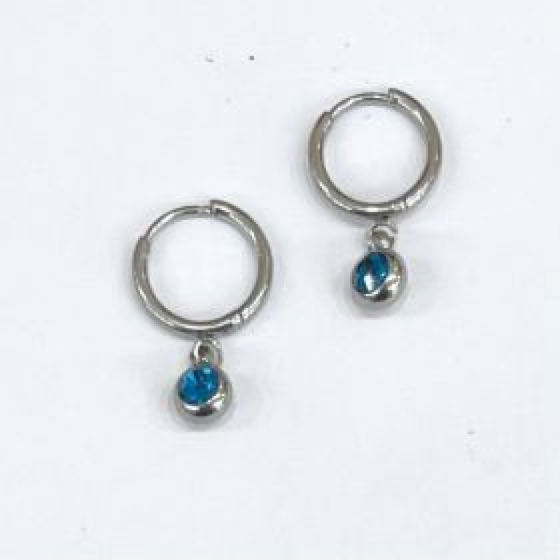 Kostibas 3113-714AT, Σκουλαρίκια Κρίκοι, Ατσάλι, Ασημί/Τιρκουάζ