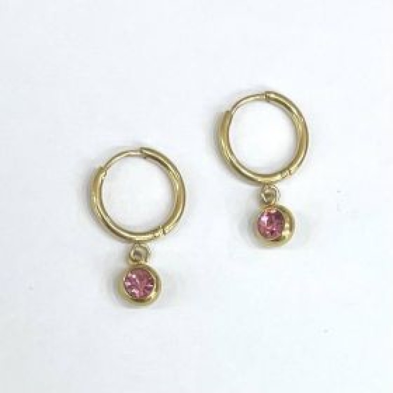 Kostibas 3113-714XF, Σκουλαρίκια Κρίκοι, Ατσάλι, Χρυσό/Φούξια