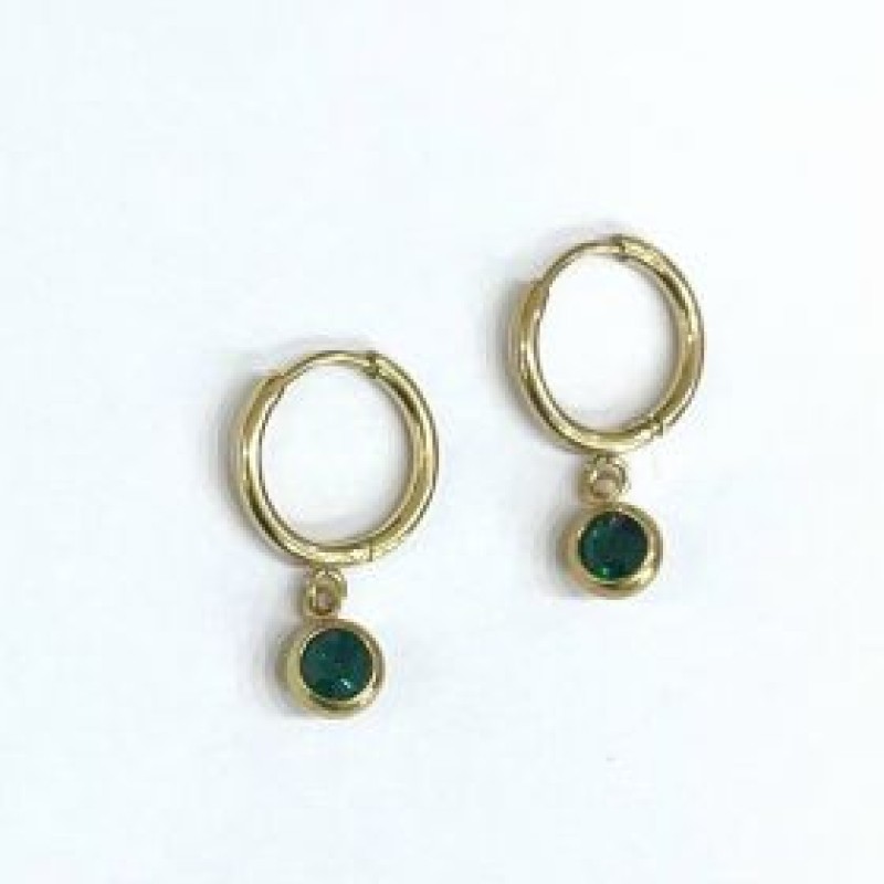 Kostibas 3113-714XP, Σκουλαρίκια Κρίκοι, Ατσάλι, Χρυσό/Πράσινο