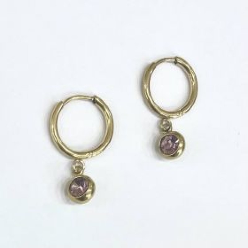 Kostibas 3113-714XR, Σκουλαρίκια Κρίκοι, Ατσάλι, Χρυσό/Ροζ