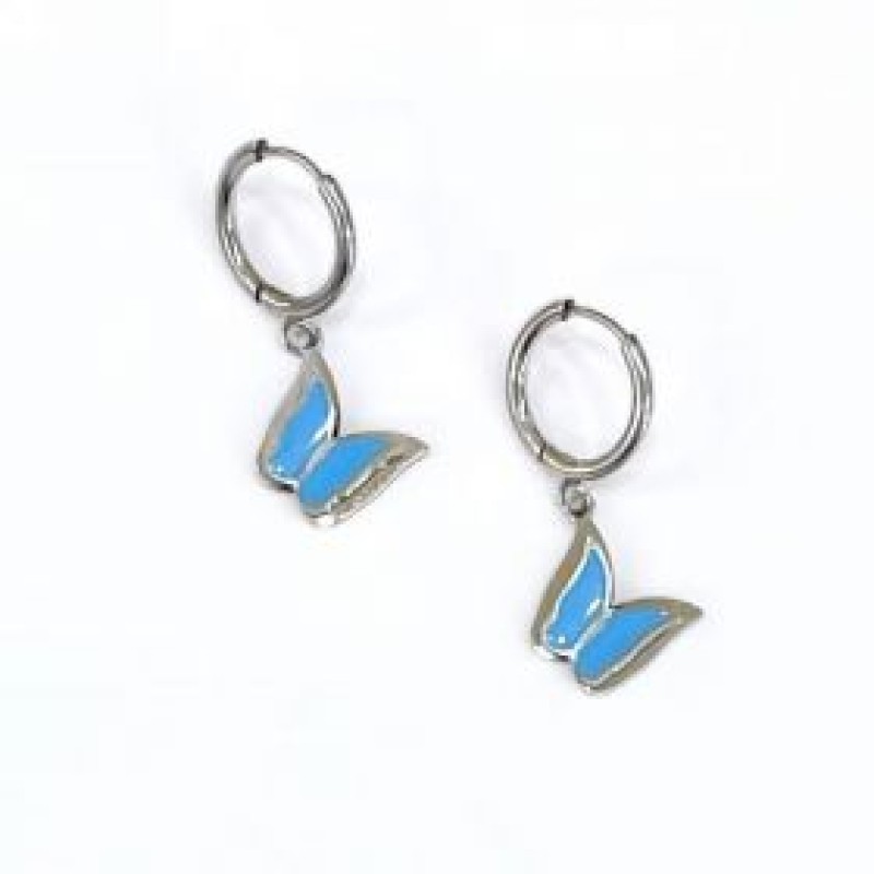 Kostibas 3113-731AT, Σκουλαρίκια Κρίκοι, Ατσάλι, Ασημί/Τιρκουάζ