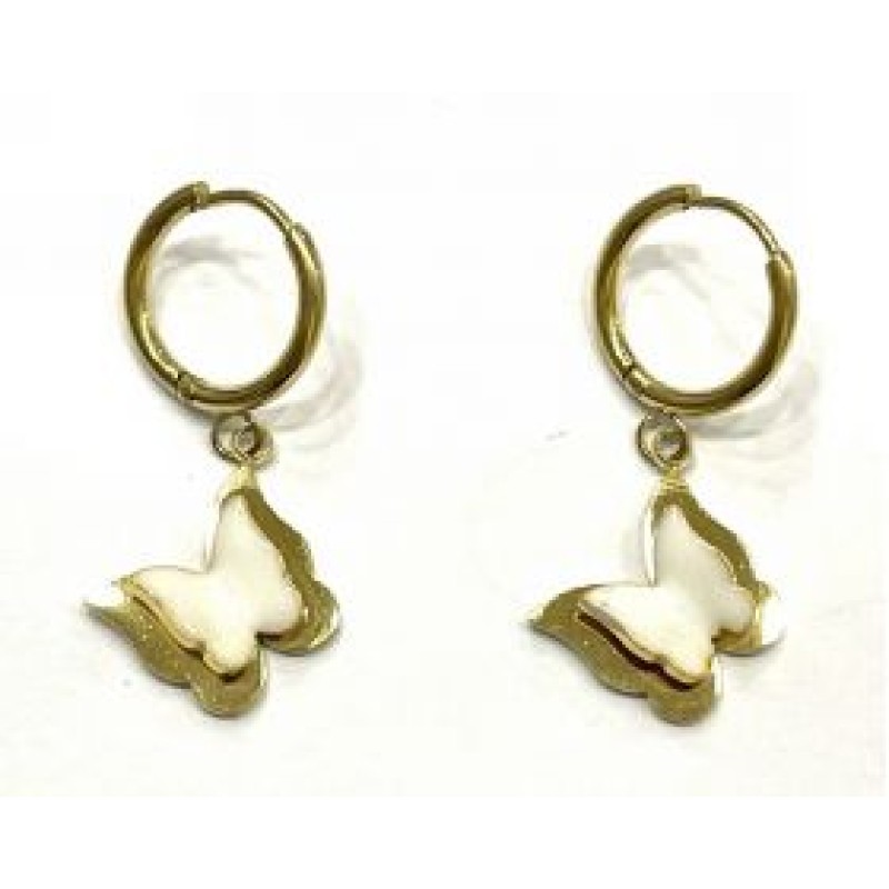 Kostibas 3113-731XL, Σκουλαρίκια Κρίκοι, Ατσάλι, Χρυσό/Λευκό