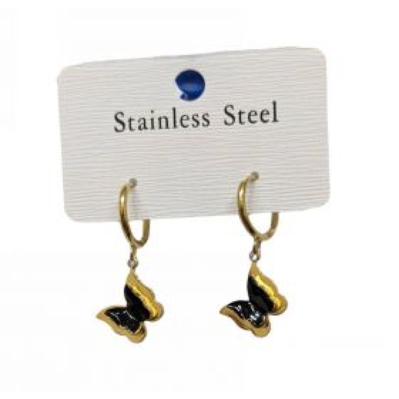 Kostibas 3113-731XM, Σκουλαρίκια Κρίκοι, Ατσάλι, Χρυσό/Μαύρο